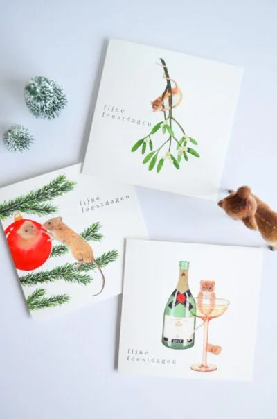 Kerstkaarten set 'Merry Christmouse'