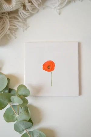 Klaproos - aquarel tegeltje