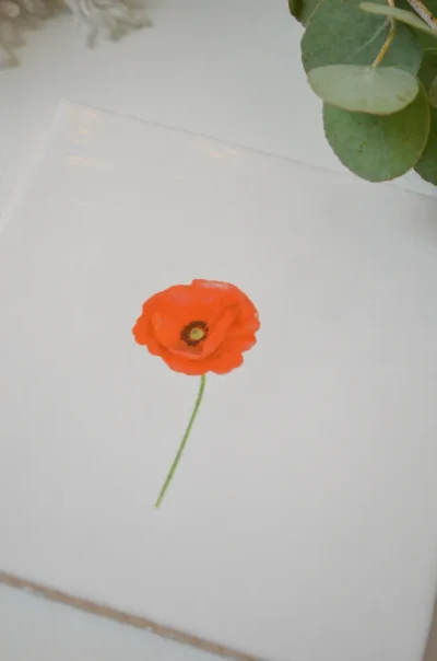 Klaproos - aquarel tegeltje - Afbeelding 2