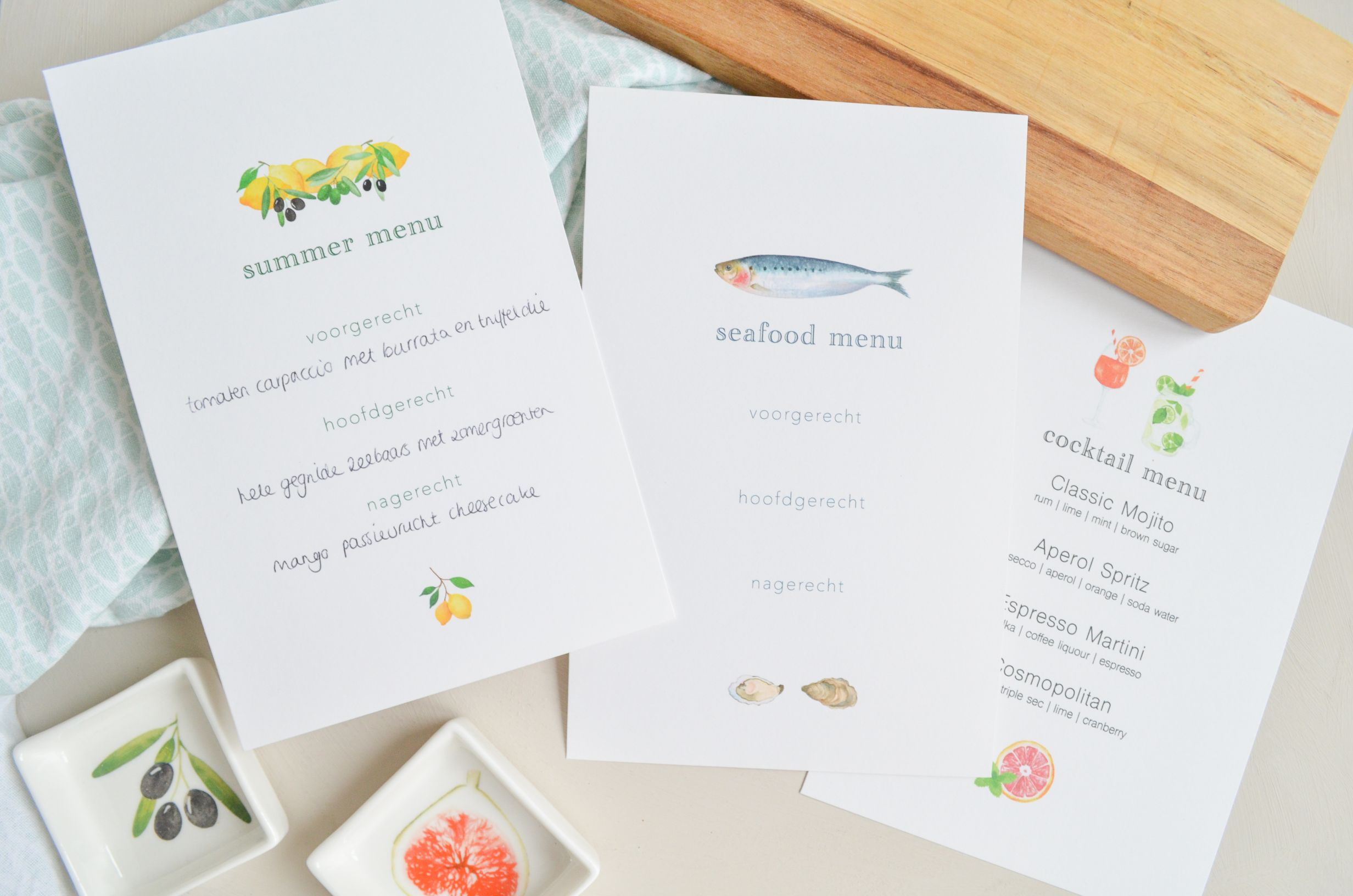 gratis zomerse printables zomer menukaarten en cocktail menukaart