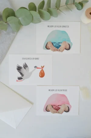 ansichtkaarten voor de geboorte van een baby