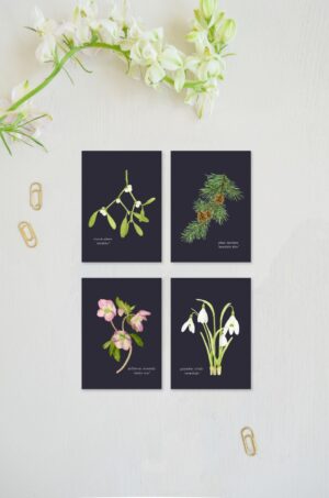 botanische minikaartjes kerst