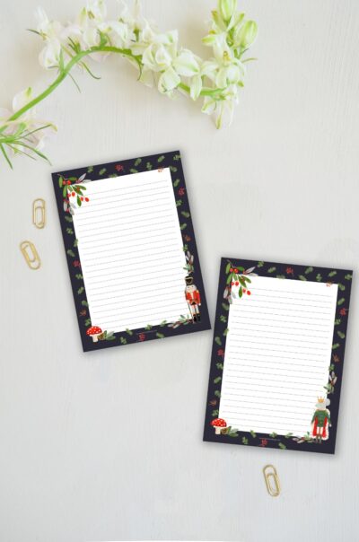 kerst notitieblok of schrijfblok met notenkraker illustraties