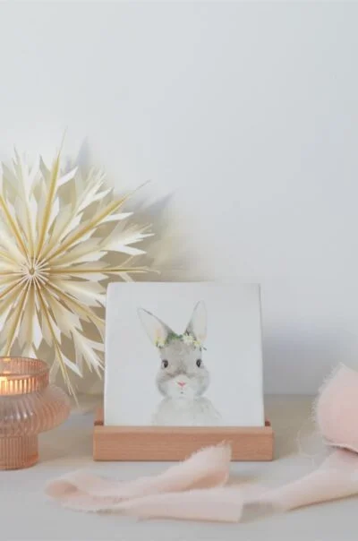 wand tegeltje met aquarel konijntje