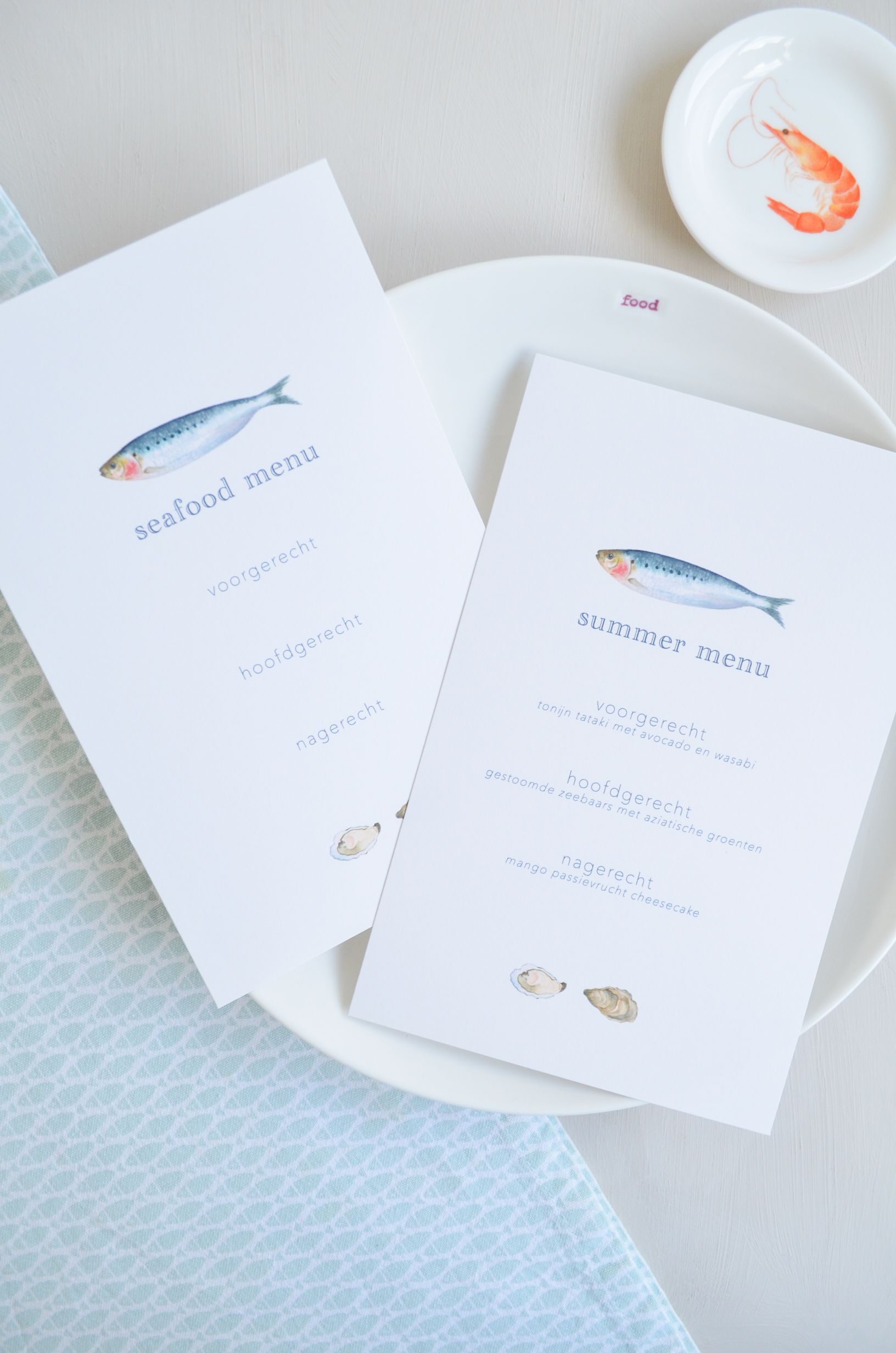 gratis zomer printable zomer seafood menu met sardientje